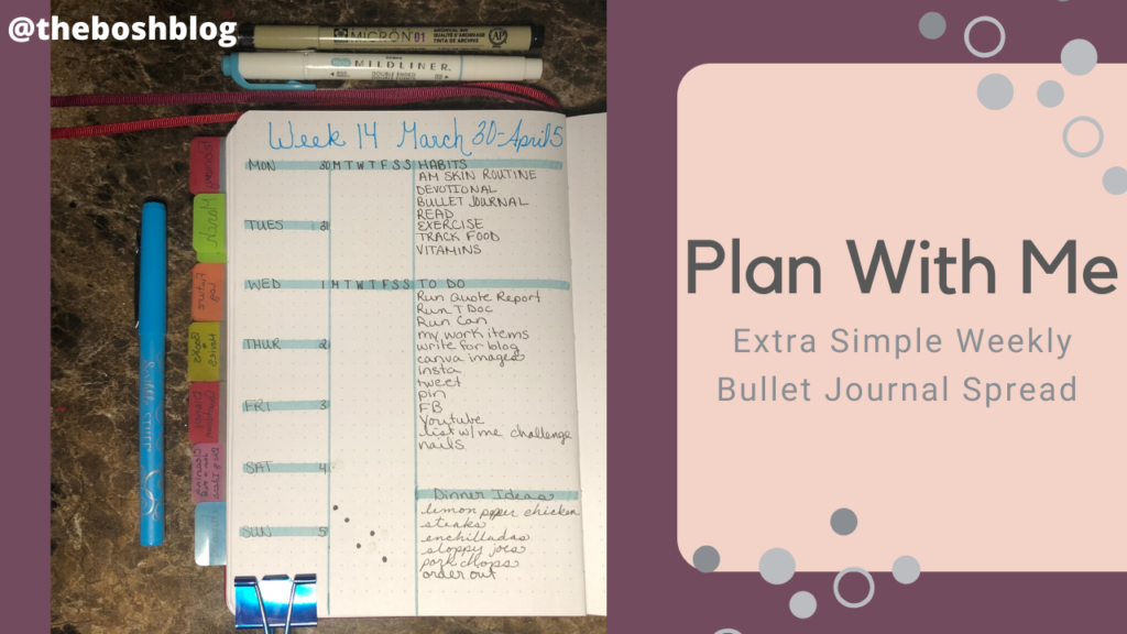 Plan With Me Simple Weekly Spread  Bujo Spread. 