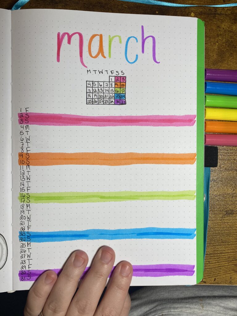 1-page march calendar spread