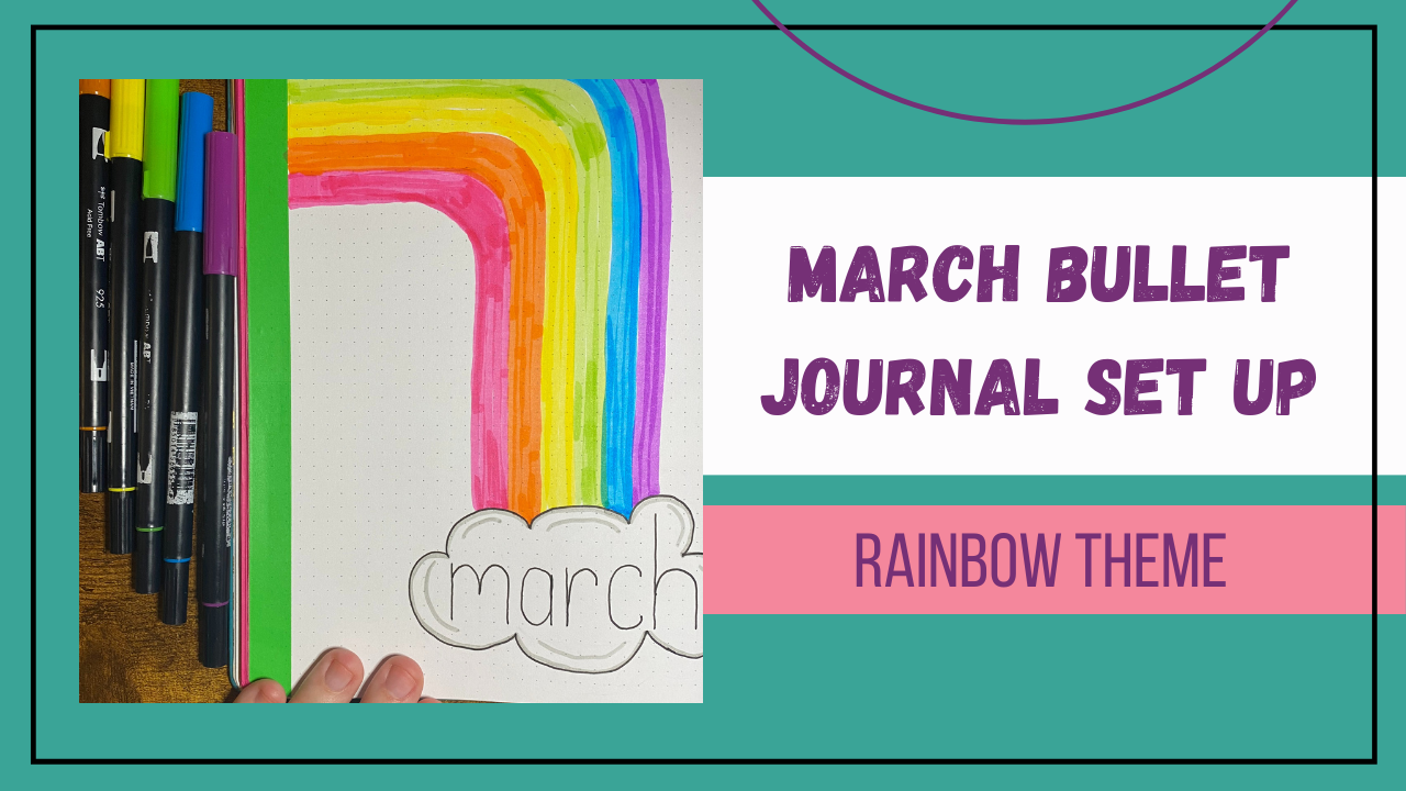 March Bullet Journal Thumbnail with a photo of the cover page.