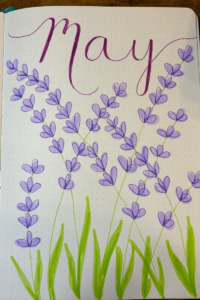 May Bullet Journal with Purple Flowers