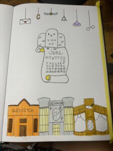 June bujo Cover with Harry Potter Diagon Alley Theme