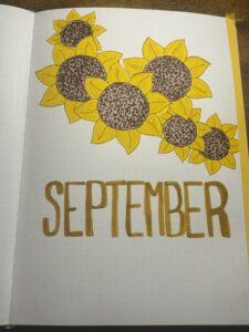 September Bujo Cover with sunflower theme