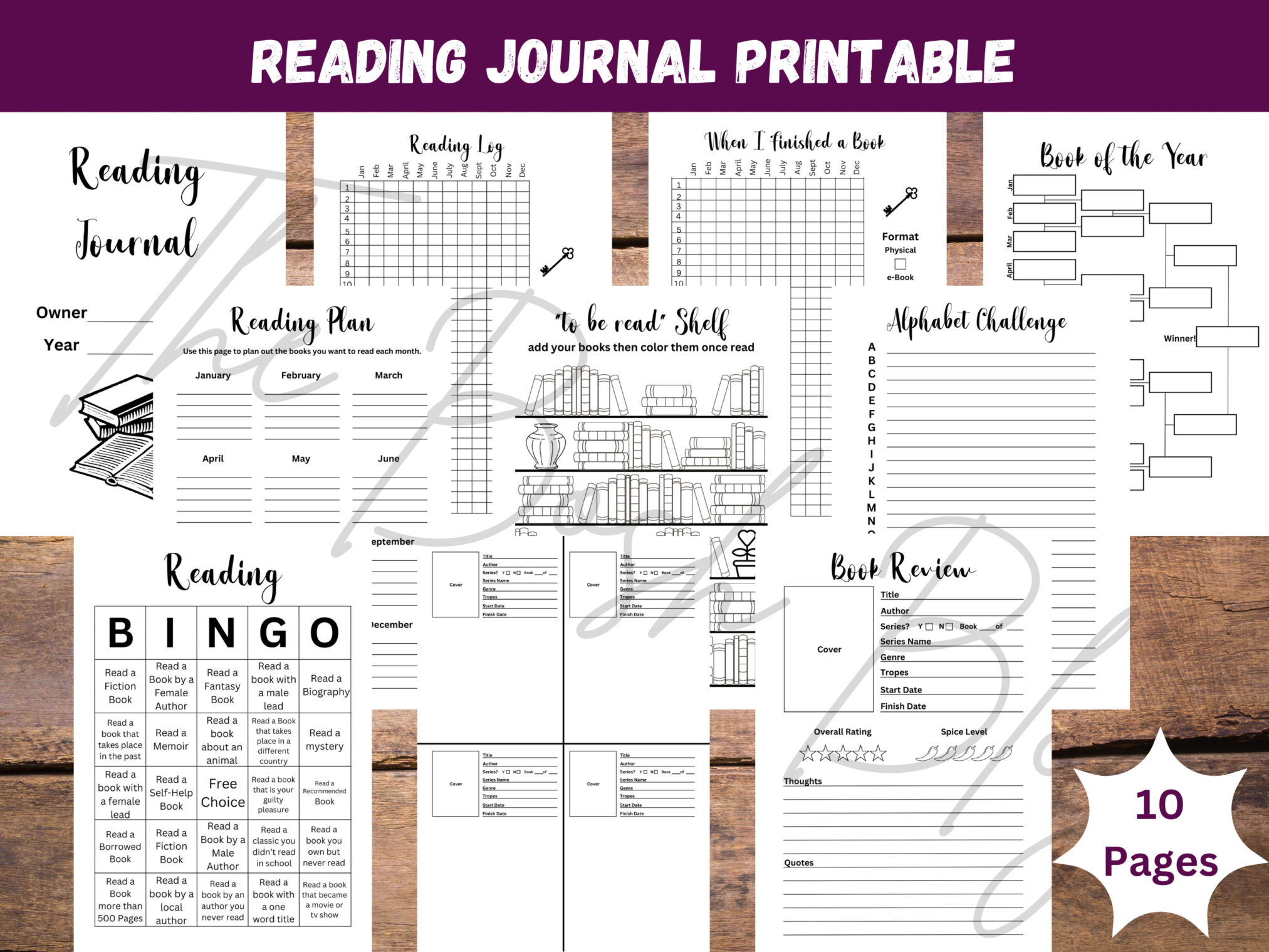 10 Page Reading Journal Printable