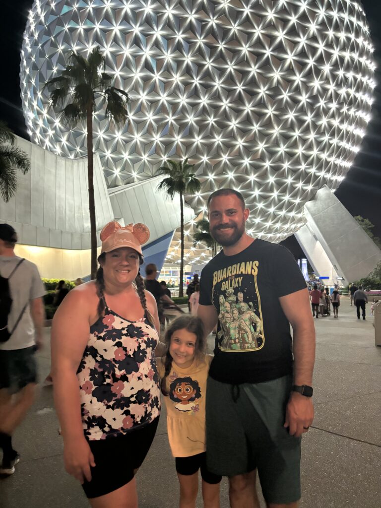 A picture of us at our favorite park, epcot.