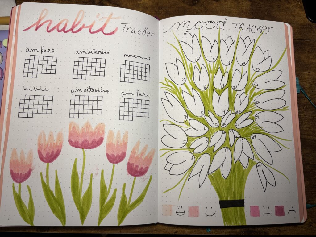 April mood tracker bouquet of tulips