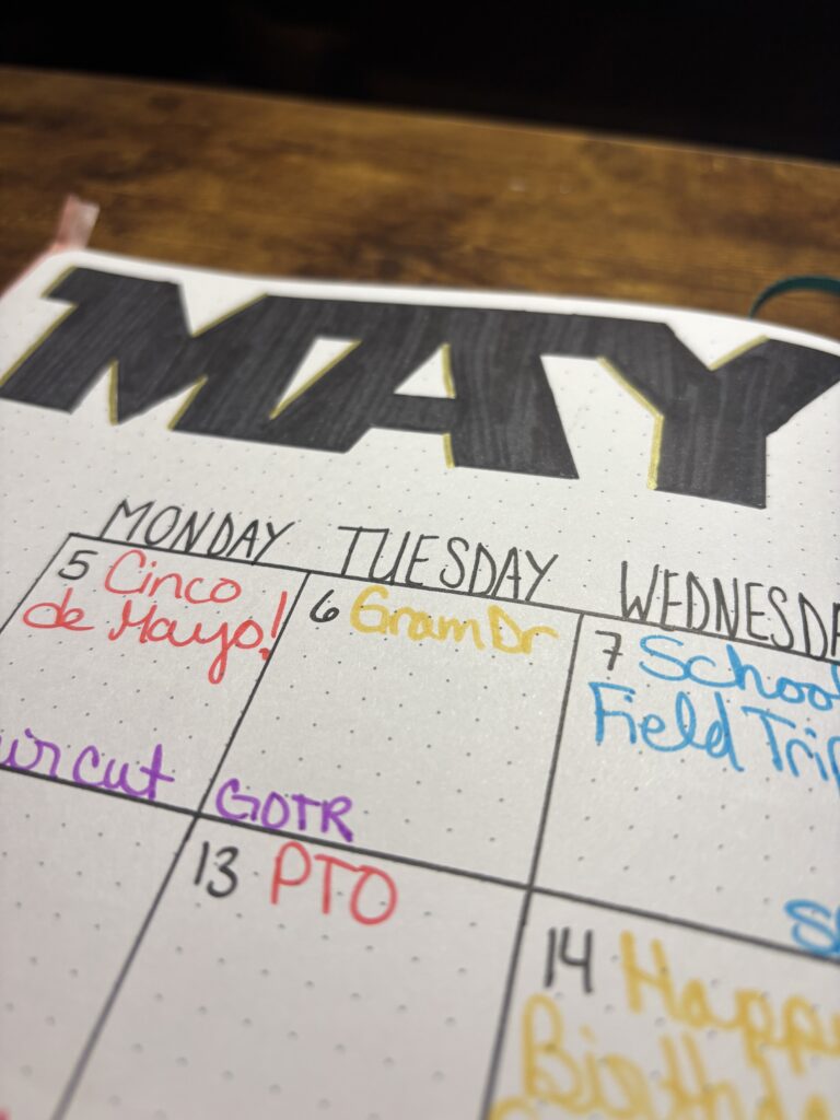 star wars bujo calendar spread