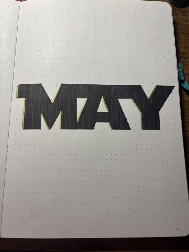 May BuJo cover page with the word may written in star wars font