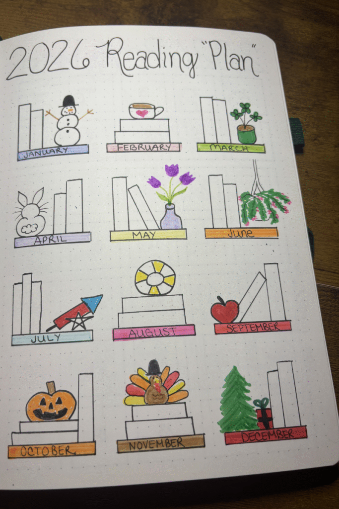 photo of my 2026 reading plan page in my journal