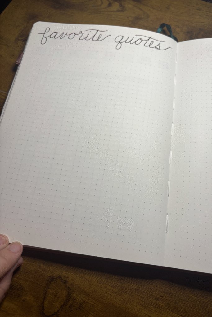 basic favorite quotes spread in my reading journal